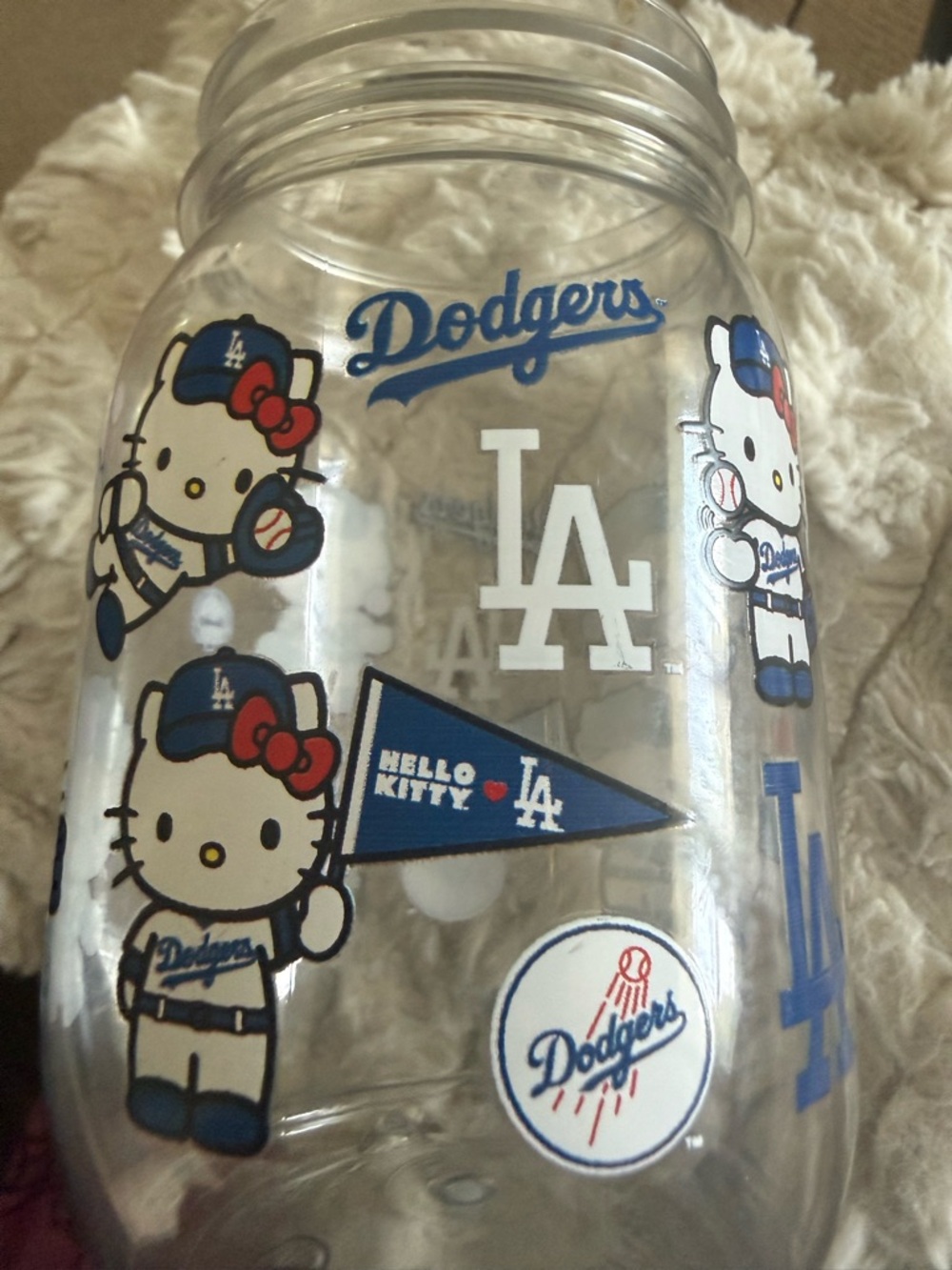 Los Angeles Dodgers x Hello Kitty Mason Jar - Blue & White